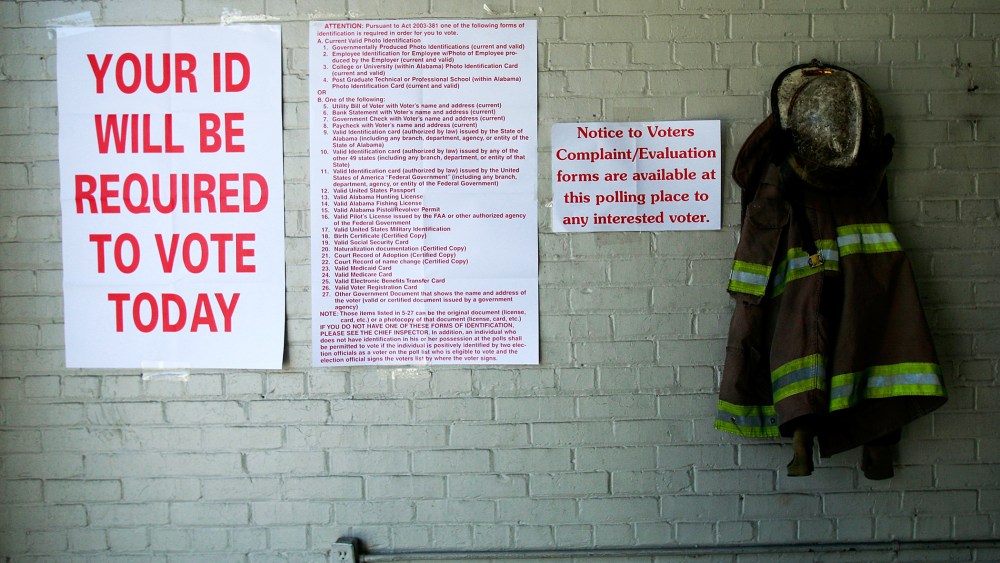Voting signs are posted during the presidential election in Selma, Alabama.