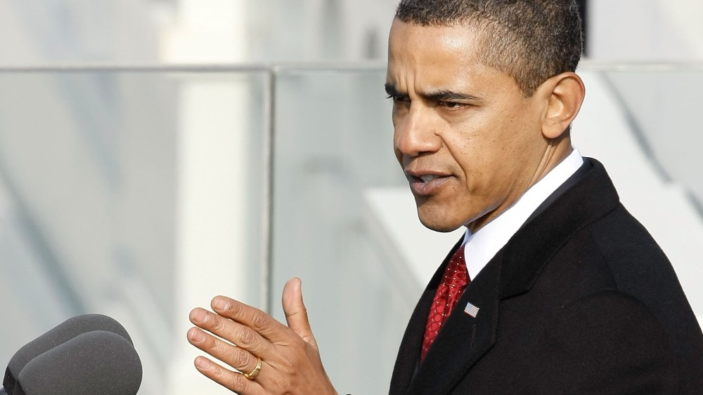 President Barack Obama gives his first inaugural address at the Capitol on January 20, 2009. (Photo by Chip Somodevilla/Getty Images, File)