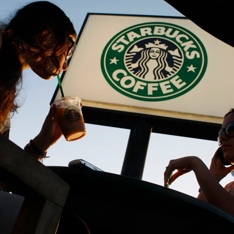 Customers at a Starbucks in Miami