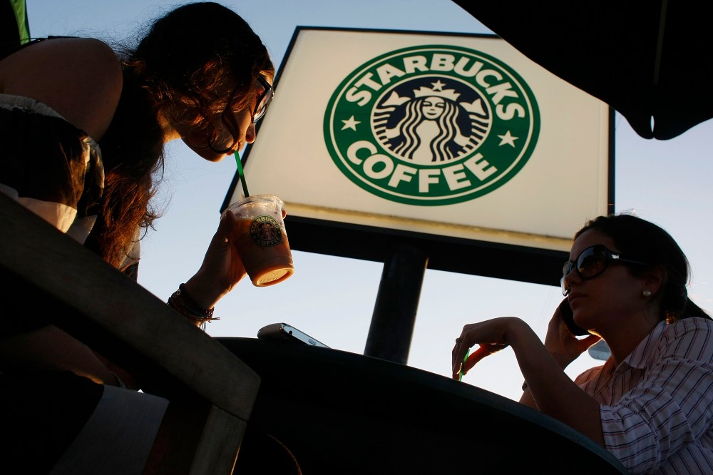 Customers at a Starbucks in Miami