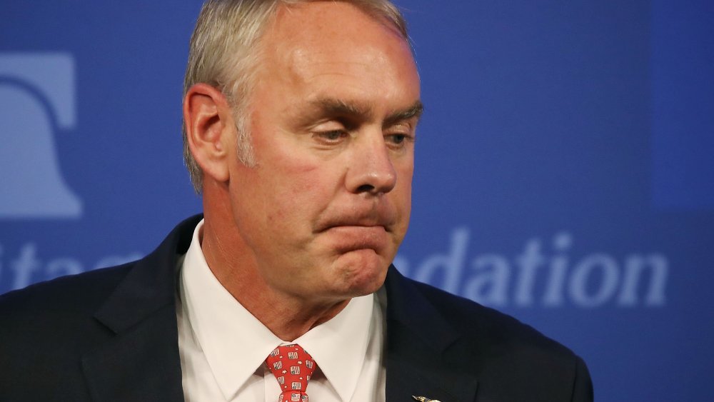 Interior Secretary Ryan Zinke delivers a speech billed as "A Vision for American Energy Dominance" at the Heritage Foundation on September 29, 2017 in Washington, D.C.