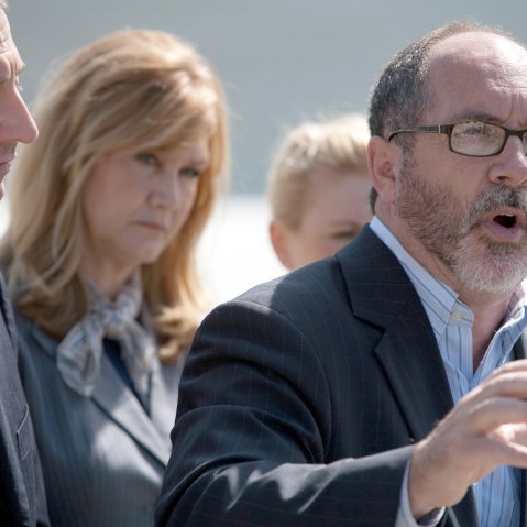 File Photo: Rev. Patrick Mahoney (R) of the Christian Defense Coalition, with other abortion opponents, speaks at a news conference outside the U.S. Supreme Court to condemn the killing of Dr. George Tiller on June 1, 2009 in Washington, DC. Tiller, a...