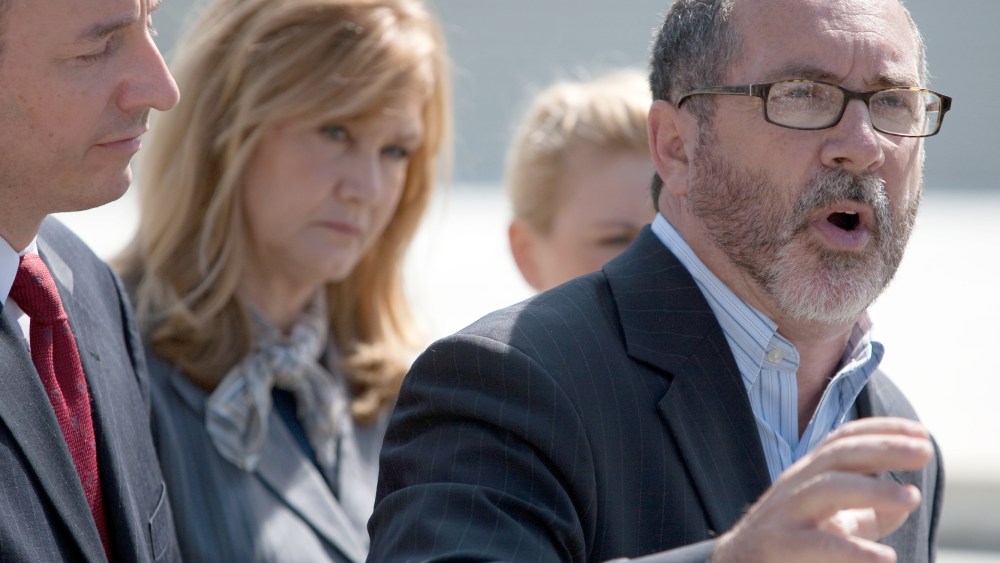 File Photo: Rev. Patrick Mahoney (R) of the Christian Defense Coalition, with other abortion opponents, speaks at a news conference outside the U.S. Supreme Court to condemn the killing of Dr. George Tiller on June 1, 2009 in Washington, DC. Tiller, a...