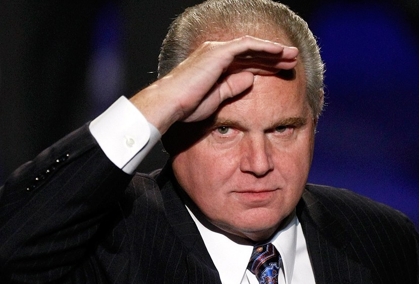 Radio talk show host and conservative commentator Rush Limbaugh salutes as he is introduced as a judge before a preliminary competition for the 2010 Miss America Pageant at the Planet Hollywood Resort & Casino January 27, 2010 in Las Vegas, Nevada....