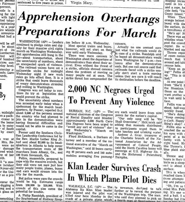 The Robesonian (Lumberton, North Carolina) (AP), August 27, 1963