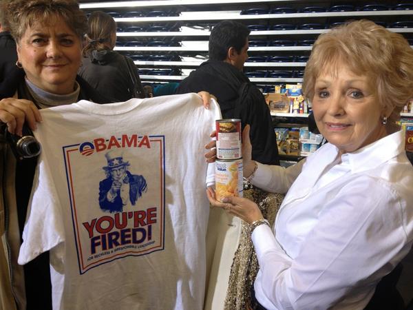 Women at today's Romney event in Kettering, Ohio, which was billed as purely a "storm relief" event. (Photo via Jonathan Karl/ABC News/Twitter)