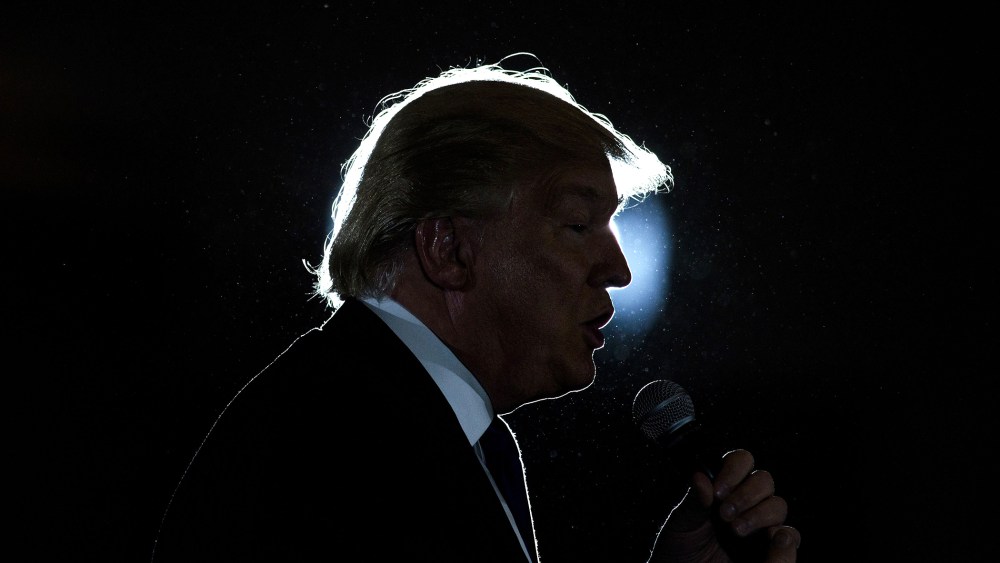 Republican Presidential hopeful Donald Trump speaks during a rally March 13, 2016 in West Chester, Ohio. (Photo by Brendan Smialowski/AFP/Getty)