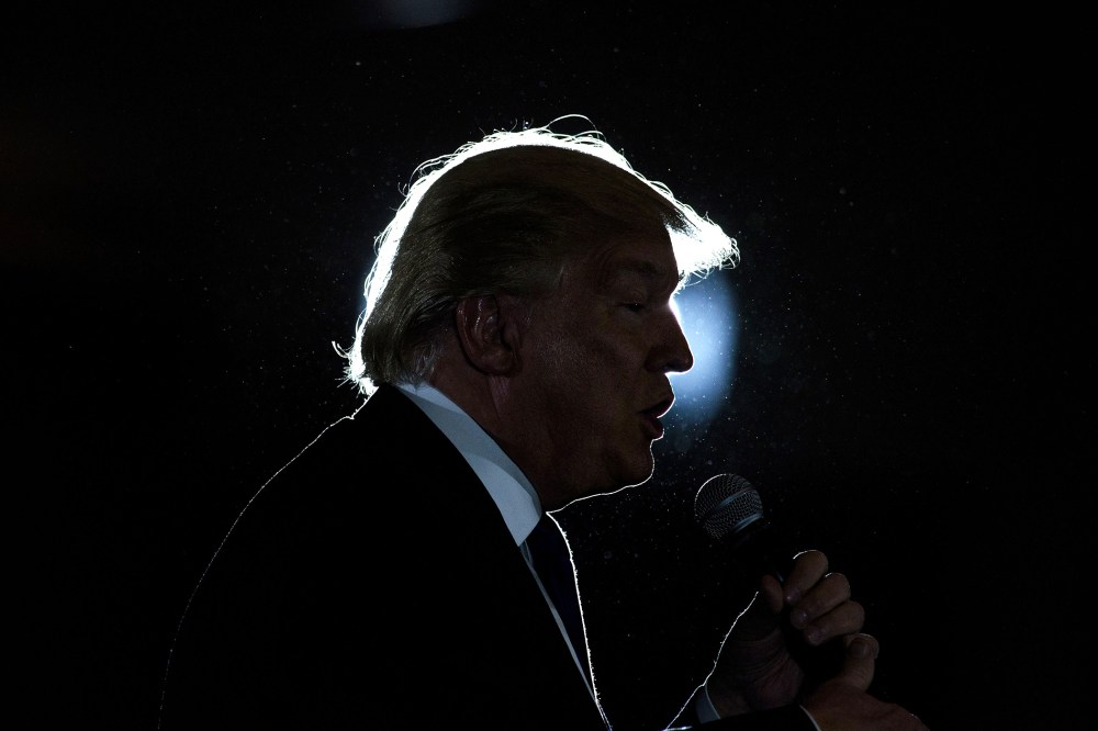 Republican Presidential hopeful Donald Trump speaks during a rally March 13, 2016 in West Chester, Ohio. (Photo by Brendan Smialowski/AFP/Getty)