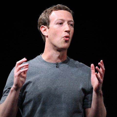 This file photo taken on Feb. 21, 2016 shows Chairman, chief executive, and co-founder of Facebook, Mark Zuckerberg, as he speaks at the Mobile World Congress in Barcelona. (Photo by Lluis Gene/AFP/Getty)