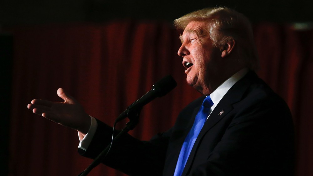 Republican presidential candidate Donald Trump speaks at a fundraising event in Lawrenceville, N.J., on May 19, 2016. (Photo by Eduardo Munoz Alvarez/AFP/Getty)