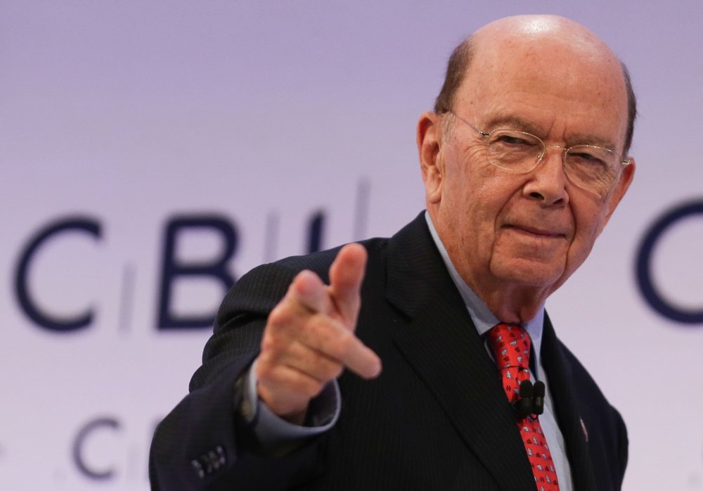 U.S. Secretary of Commerce, Wilbur Ross gestures as he leaves after addressing delegates at the annual Confederation of British Industry (CBI) conference in east London, on November 6, 2017.