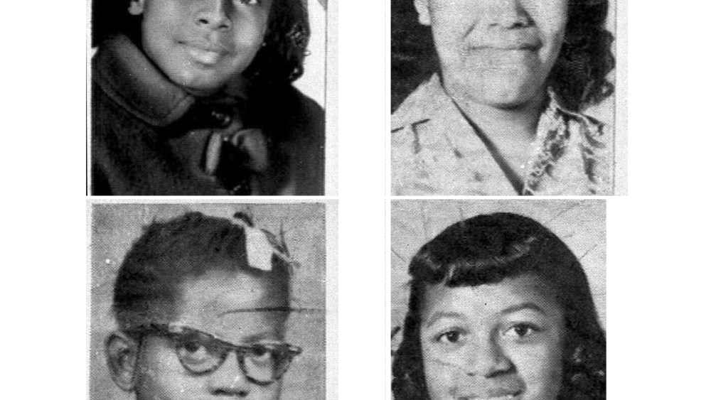 Clockwise from top left: Denise McNair, 11; Carole Robertson, 14; Addie Mae Collins, 14;  and Cynthia Wesley, 14. A former Ku Klux Klansman, Thomas Blanton Jr., 62,  was convicted of murder Tuesday, May 1, 2001, for the Sixteenth Street Baptist Church...
