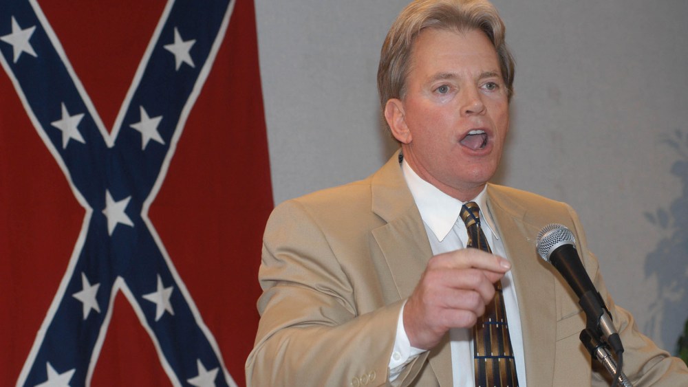 Former Ku Klux Klan leader David Duke speaks to supporters at a reception, May 29, 2004, in Kenner, La. (Photo by Burt Steel/AP)