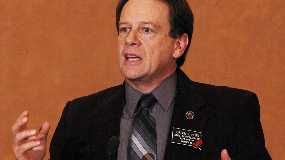 Gordon Howie, R-Rapid City speaks at the State Capitol on Feb. 9, 2005 in Pierre, S.D. (Photo by Doug Dreyer/AP)