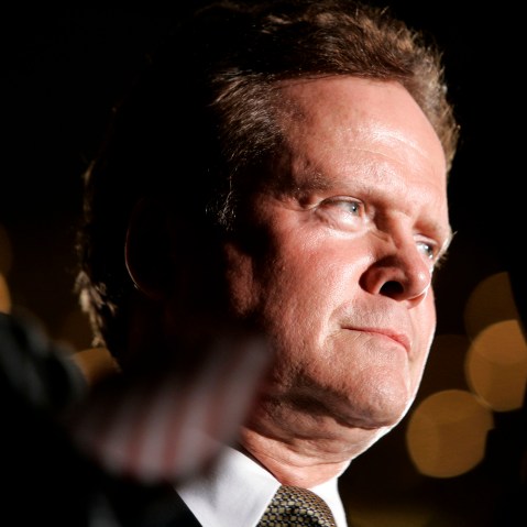 Then Senate candidate Jim Webb, D-Va., addresses his supporters after watching election day results in Vienna, Va., Nov. 8, 2006. (Photo by Haraz N. Ghanbari/AP)