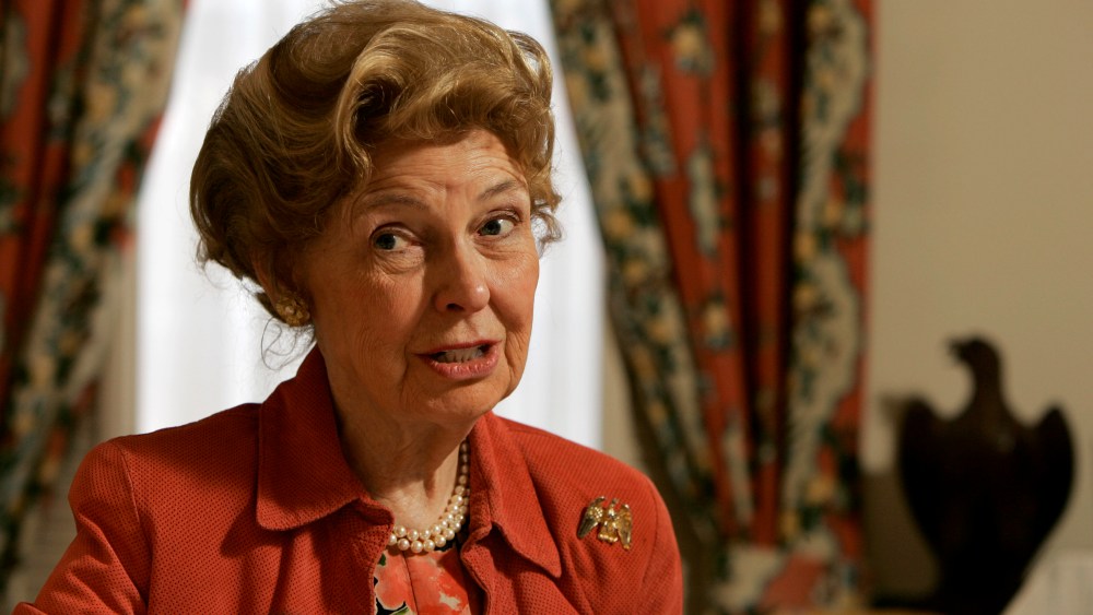 Phyllis Schlafly speaks during an interview in her office Wednesday, March 7, 2007 in Clayton, Mo.