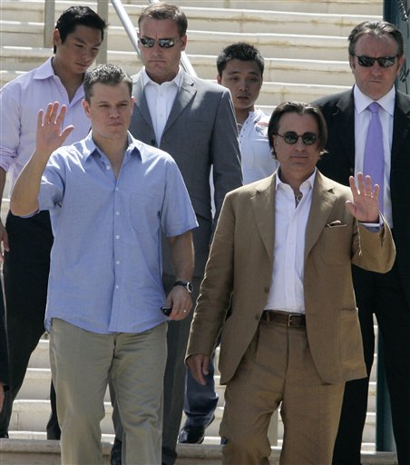 Garcia: “Out of curiosity, which votes did you geniuses pick to derail?” Damon: “The farm bill, immigration and debt ceiling.” Garcia: “But those are John Boehner’s casinos!”(AP Photo/Francois Mori)