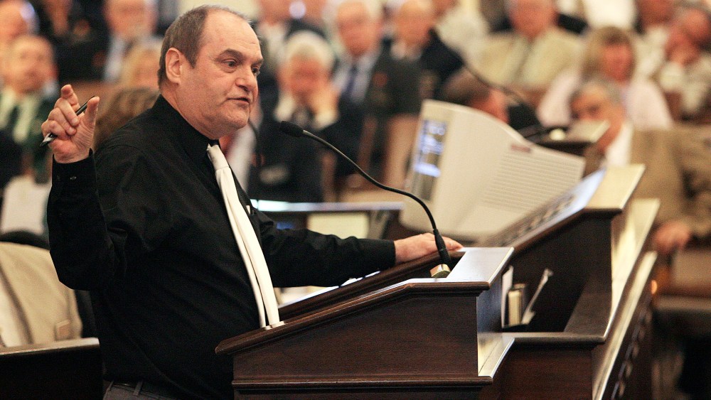 State Rep. Steve Vaillancourt speaks against an amended version of a Gay Marriage bill at the State house in Concord, N.H., May 20, 2009.