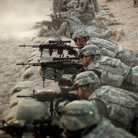 U.S. soldiers from the 5th. Striker Brigades training session at a military base in Kandahar, Afghanistan. (Photo by Emilio Morenatti/AP)