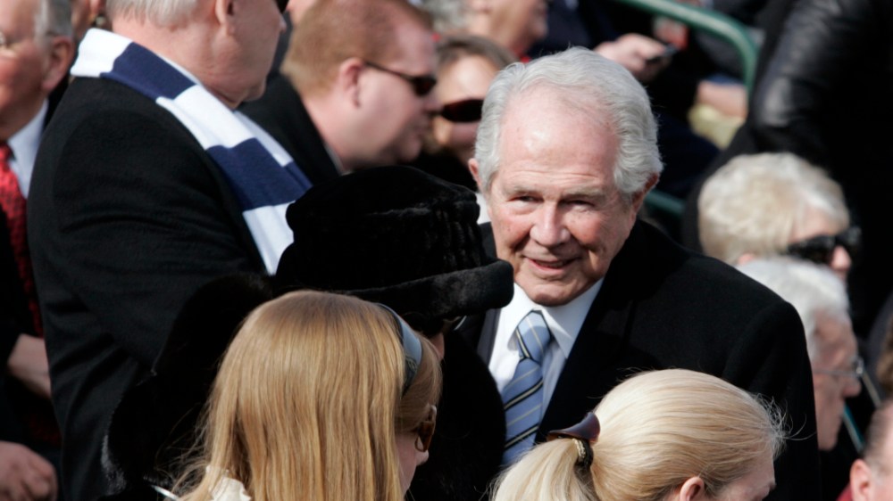 Televangelist Pat Robertson makes his way to his seat in the bleachers for the  inauguration of Virginia Gov. Bob McDonnell at the Capitol in Richmond, Va., Saturday Jan. 16, 2010.