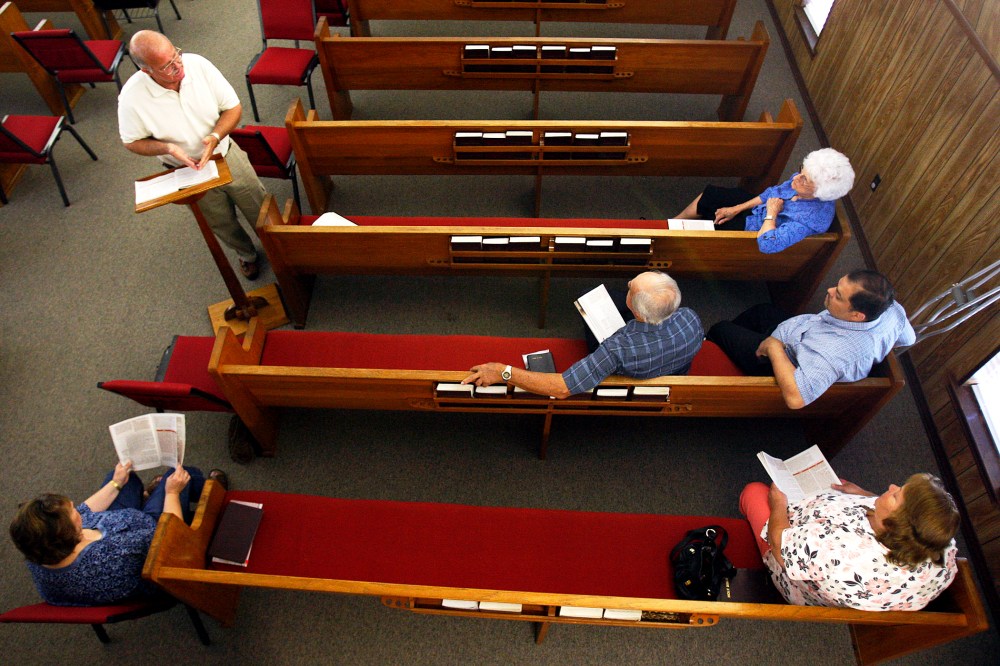 A Bible study at Barataria Baptist Church in Lafitte, La.