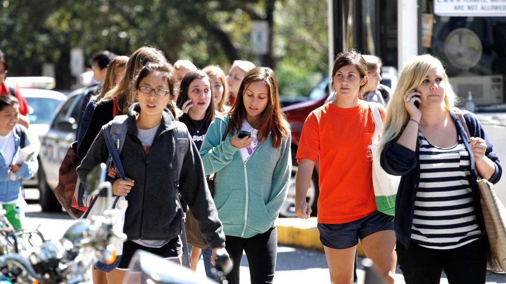 University of Texas students walk to the north side of campus on Sept. 28, 2010 in Austin.