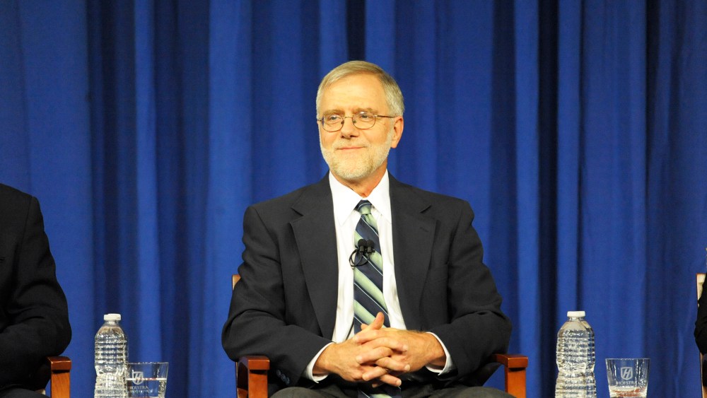 Howie Hawkins participates in a debate held at Hoftstra University in Hempstead, N.Y.