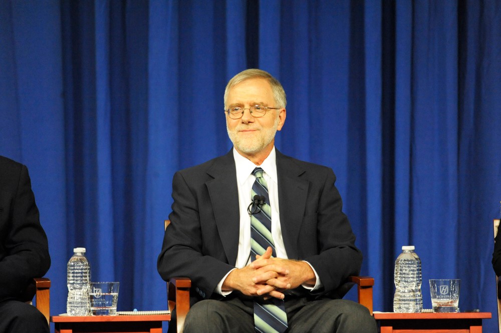 Howie Hawkins participates in a debate held at Hoftstra University in Hempstead, N.Y.