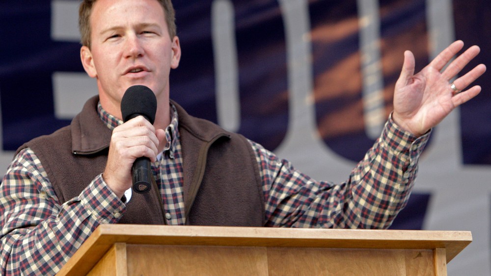 File Photo: Republican candidate for Ohio Secretary of State Jon Husted speaks during a rally at the Muskingum County Fairgrounds Saturday, Oct. 30, 2010, in Zanesville, Ohio. (Photo by Jay LaPrete/AP Images, File)