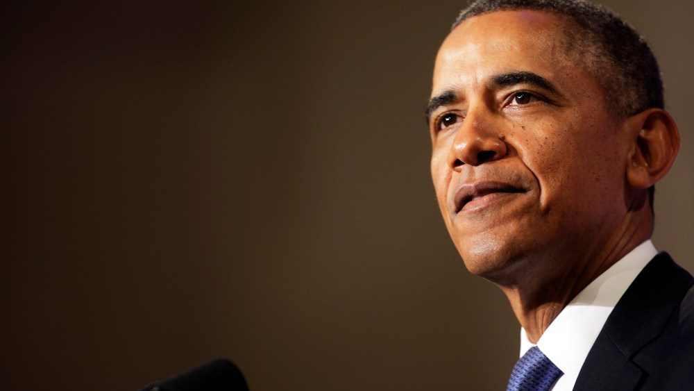 Obama delivers remarks on signals intelligence programs in Washington DC, Jan. 17, 2014.