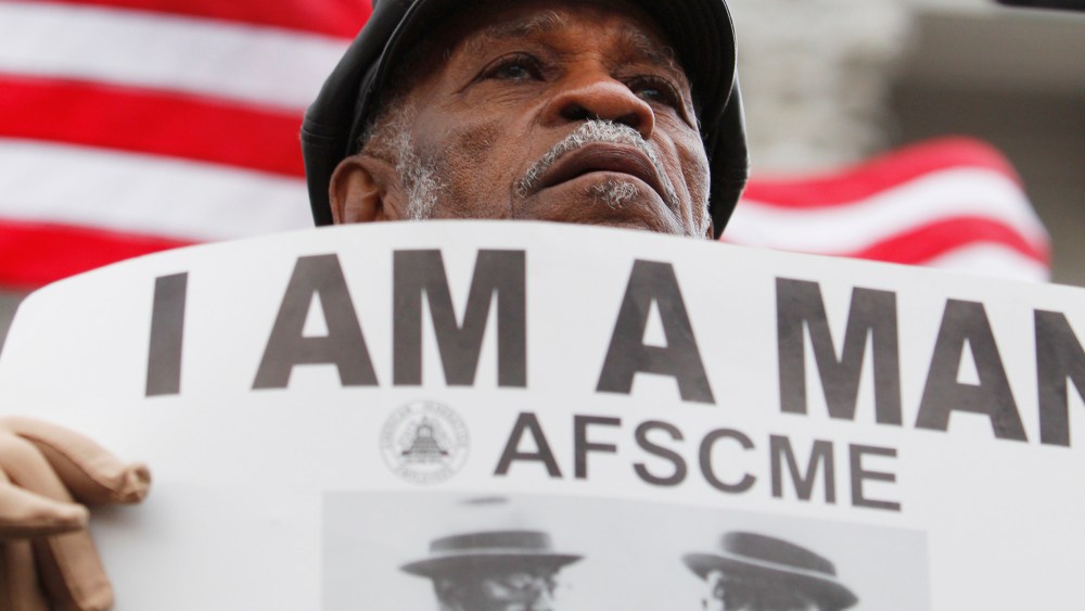 File Photo: Elmore Nickleberry of Memphis attends a Martin Luther King rally at the state Capitol in Madison, Wis., Monday, April 4, 2011. Nickleberry, a Memphis sanitation department worker went on strike in 1968 seeking better working condition and...