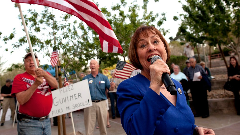 Sharron Angle, at a rally in Las Vegas on April 15, 2011.