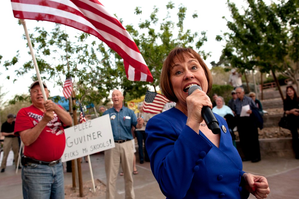 Sharron Angle, at a rally in Las Vegas on April 15, 2011.
