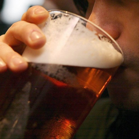 Beer sales.File photo dated 01/12/06 of a man drinking a pint of beer as beer sales fell by 3.8% in the first quarter of 2011 compared with the same period in 2010, according to figures published today by the British Beer and Pub Association. Issue...