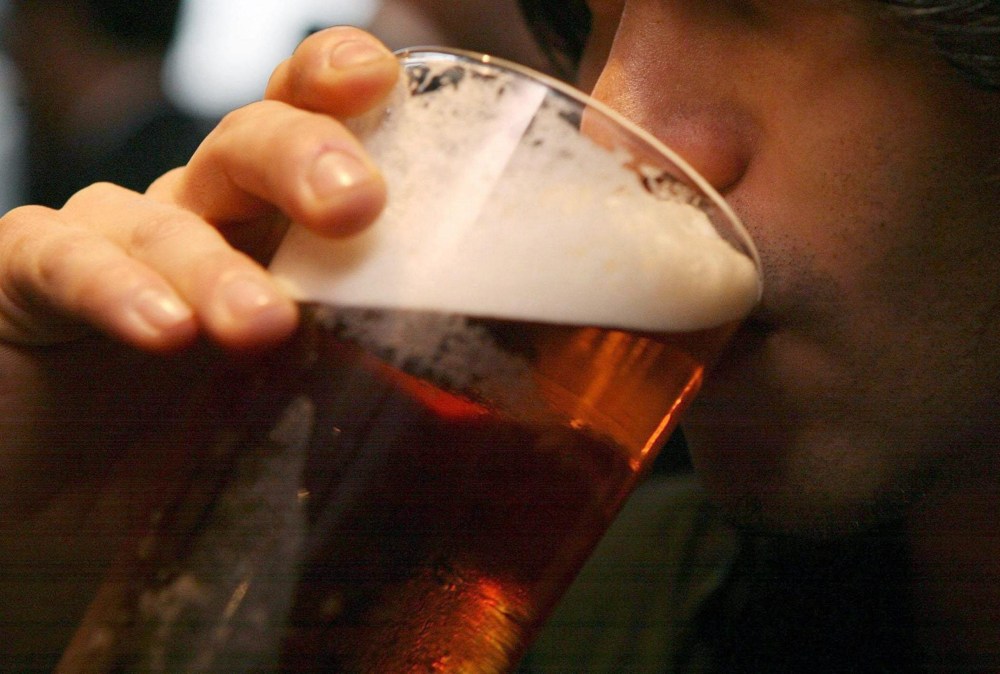 Beer sales.File photo dated 01/12/06 of a man drinking a pint of beer as beer sales fell by 3.8% in the first quarter of 2011 compared with the same period in 2010, according to figures published today by the British Beer and Pub Association. Issue...