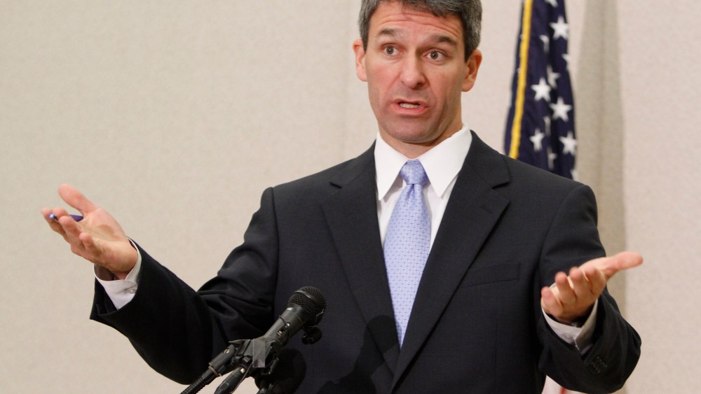 Virginia Attorney General Ken Cuccinelli gestures during a press conference in Richmond on May 10, 2011.  (File photo by Steve Helber/AP)