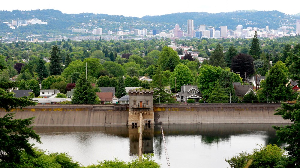 This photo taken June 29, 2011 shows Portland's reservoir No. 6 in Mount Tabor Park in Portland, Ore.