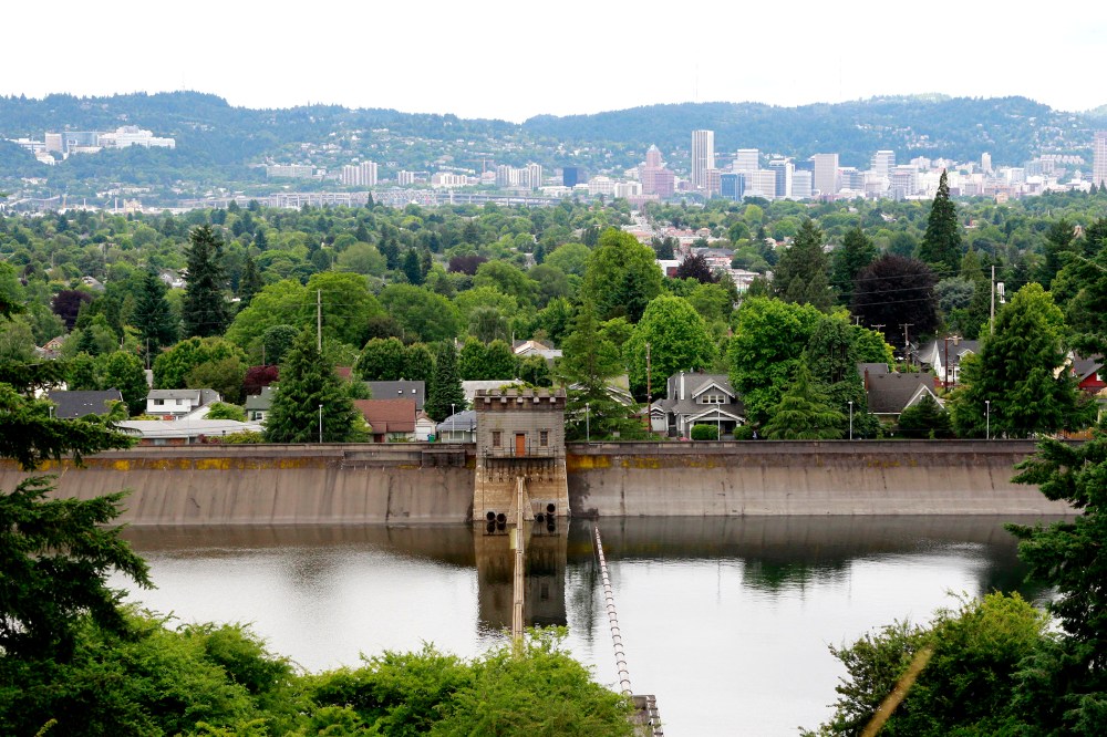 This photo taken June 29, 2011 shows Portland's reservoir No. 6 in Mount Tabor Park in Portland, Ore.