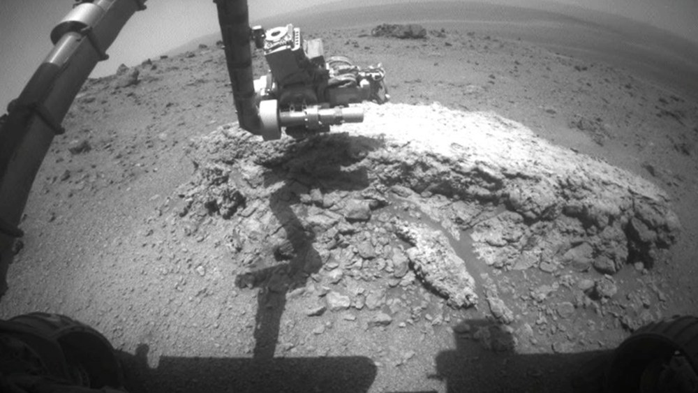 This image provided Thursday Sept. 1, 2011 by NASA shows NASA's Mars Exploration Rover Opportunity using its camera to take this picture showing the rover's arm extended, Aug. 21, 2011.