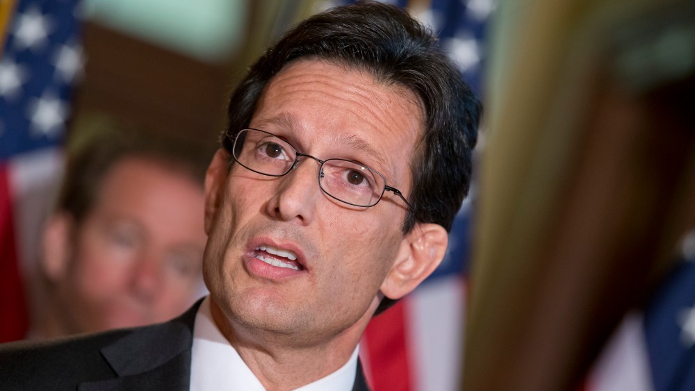 File photo: House Majority Leader Eric Cantor, R-Va., and the House GOP leadership respond to President Barack Obama's remarks to the nation's governors earlier today about how to fend off the impending automatic budget cuts Feb. 25, 2013. (Photo by: J...