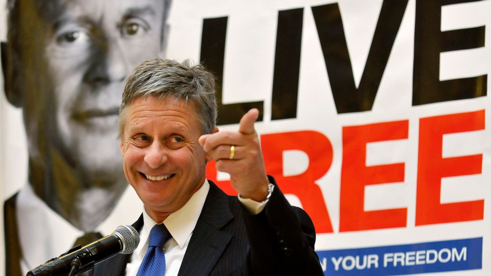 Former New Mexico Gov. Gary Johnson at a news conference during which he announced he was seeking a presidential nomination as a Libertarian, at the State Capitol in Santa Fe, N.M., Dec. 28, 2011. (Photo by Eddie Moore/Albuquerque Journal/AP)