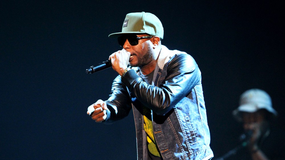 Talib Kweli performing at The Arena at Gwinnett Center, Nov. 22, 2013, in Atlanta.