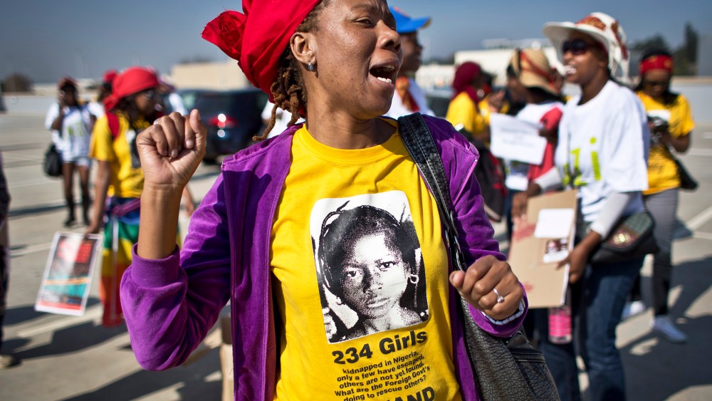 South Africans protest in solidarity against the abduction three weeks ago of hundreds of schoolgirls in Nigeria, May 8, 2014.