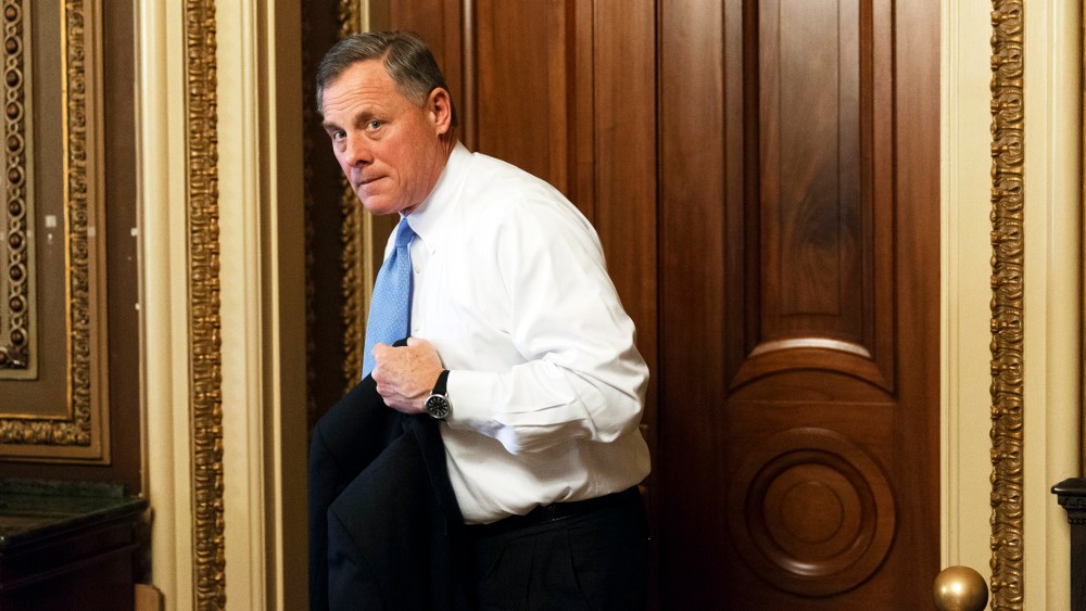 Sen. Richard Burr, R-N.C., leaves a closed-door GOP caucus luncheon at the Capitol in Washington, Jan. 14, 2014.