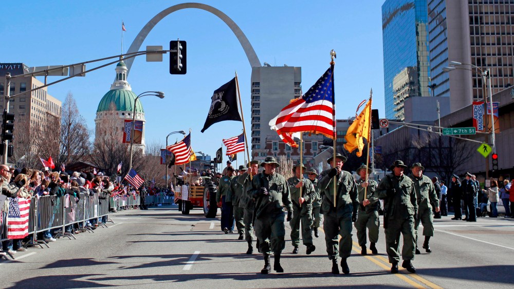 The city of St. Louis held the nation's first big parade to welcome home the troops after the Iraq war, on Jan. 28, 2012.
