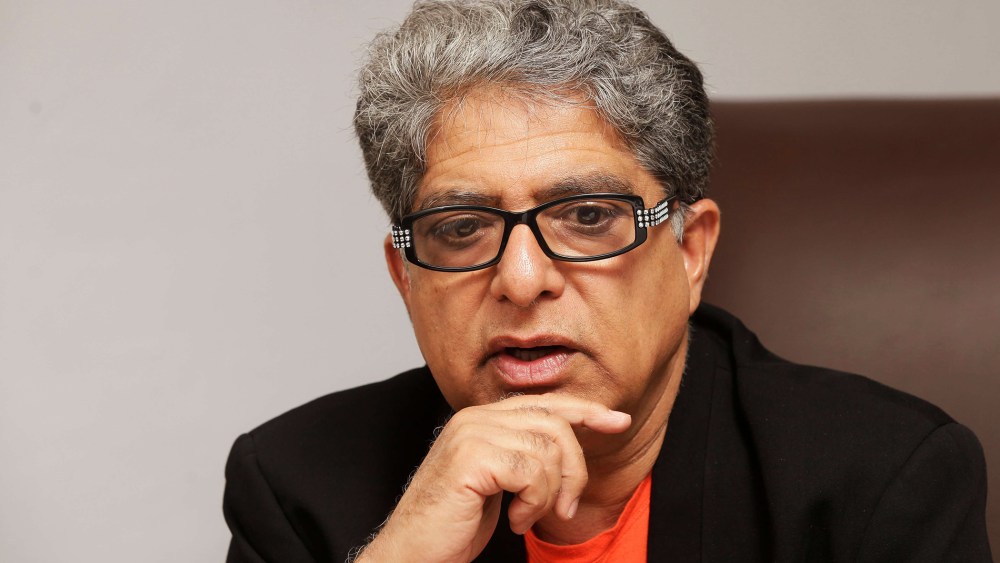 Deepak Chopra gestures during an interview in Bogota, Columbia, May 23, 2012.