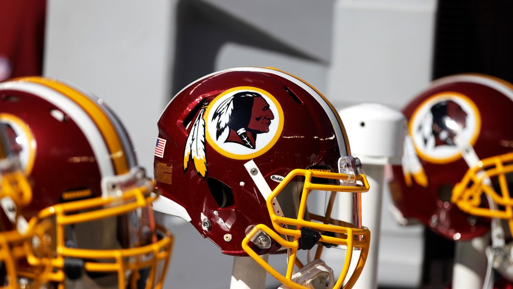 In this Oct. 21, 2012 file photo, Washington Redskins helmets are shown during the first half of an NFL football game in East Rutherford, N.J.