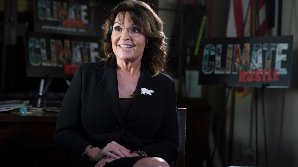 Sarah Palin speaks during a panel discussion before a preview of the film "Climate Hustle" on Capitol Hill, April 14, 2016, in Washington. (Photo by Evan Vucci/AP)