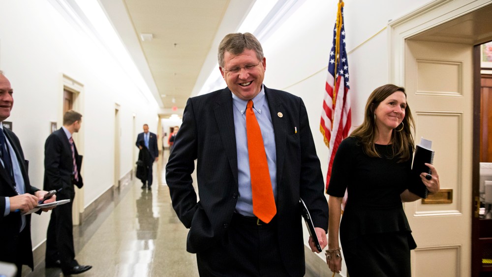 Rep. Frank Lucas, R-Okla., attends a closed-door meeting on Capitol Hill in Washington, Dec. 4, 2013.