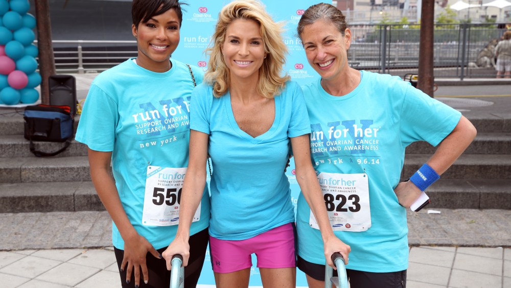 Alicia Quarles, E! News correspondent, Diem Brown, Ovarian cancer advocate and Dr. Karlan, Director of Cedars-Sinai Women's Cancer Program pose for a portrait during Cedars-Sinai 2nd Annual Run For Her New York 5K Run and Friendship Walk on Sept. 6, 201